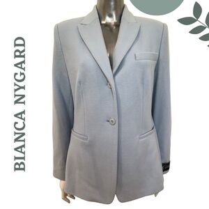 BIANCA NYGARD Pale Blue Cashmere Wool Blazer Single Breasted Button – Size 4